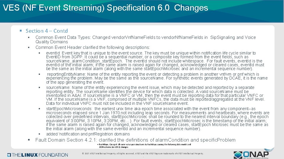 VES (NF Event Streaming) Specification 6. 0 Changes § Section 4 – Contd §