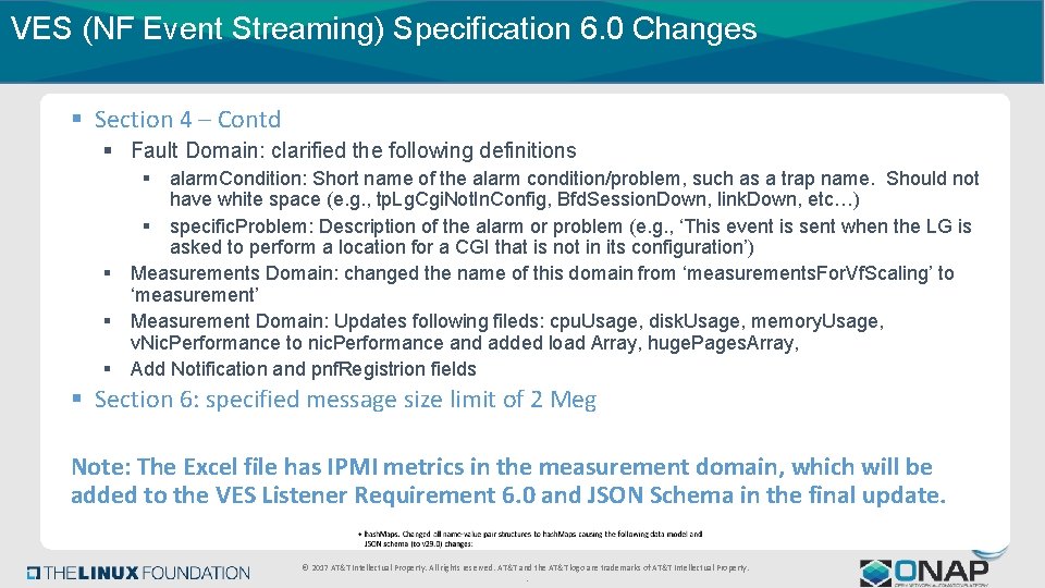 VES (NF Event Streaming) Specification 6. 0 Changes § Section 4 – Contd §