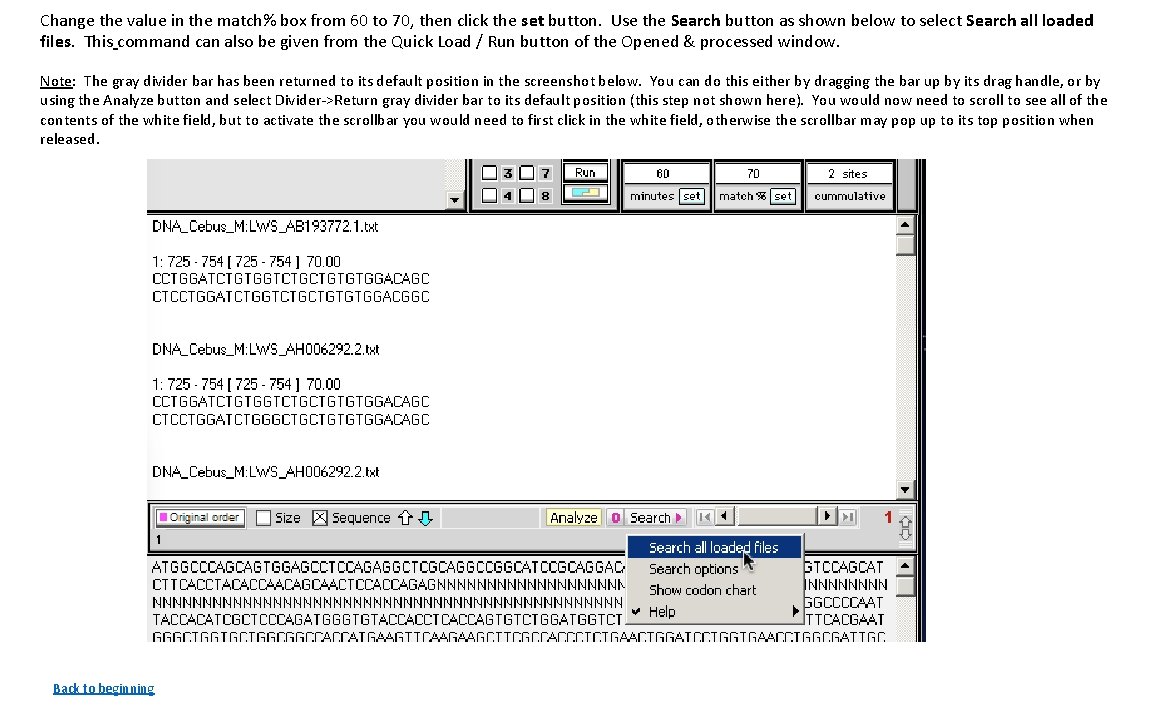 Change the value in the match% box from 60 to 70, then click the