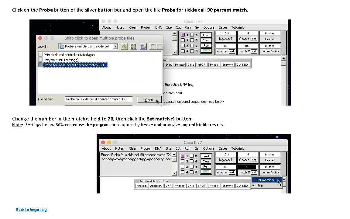 Click on the Probe button of the silver button bar and open the file