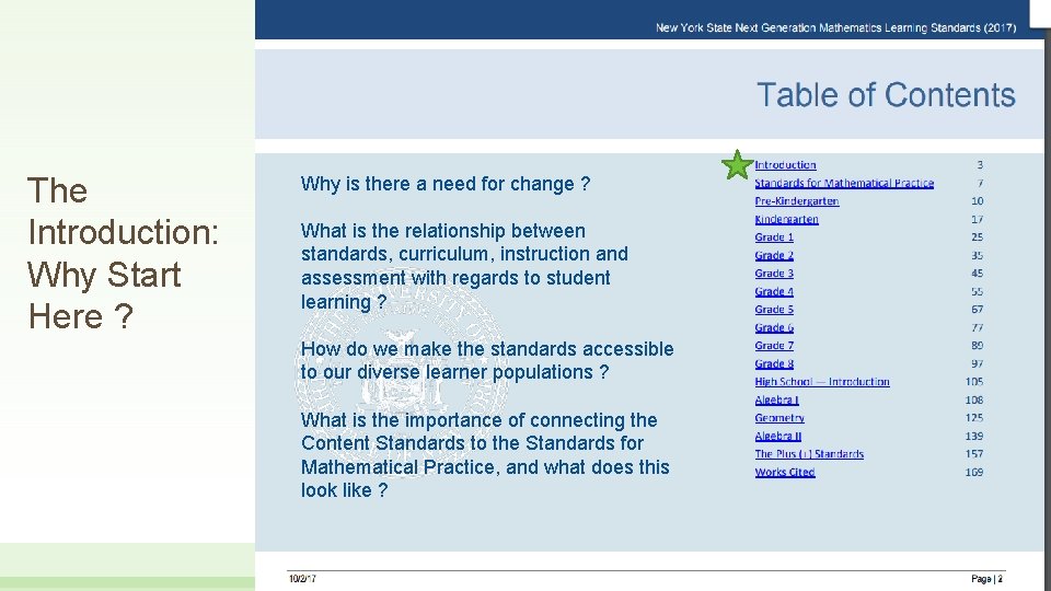 The Introduction: Why Start Here ? Why is there a need for change ?