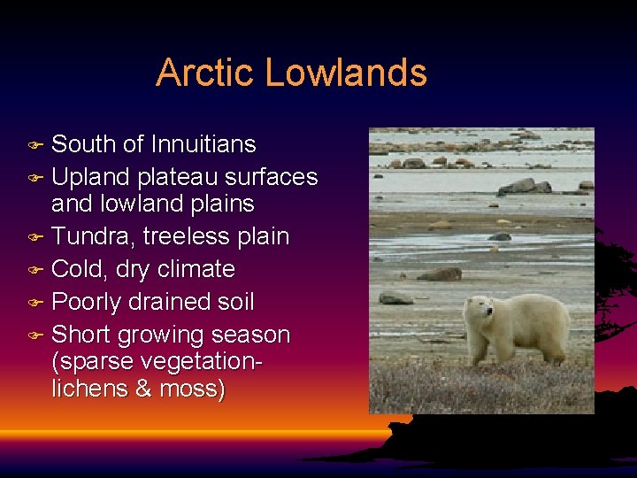 Arctic Lowlands F South of Innuitians F Upland plateau surfaces and lowland plains F Arctic Lowlands F South of Innuitians F Upland plateau surfaces and lowland plains F