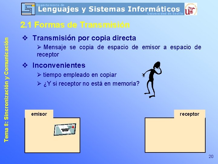 Tema 8: Sincronización y Comunicación 2. 1 Formas de Transmisión v Transmisión por copia