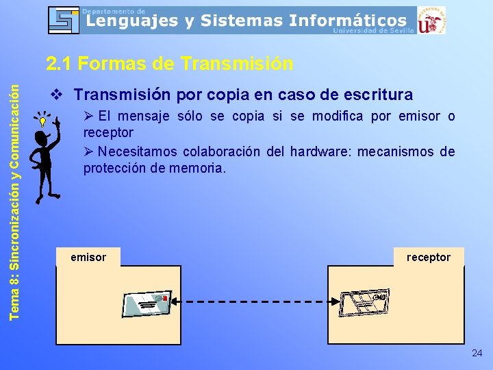Tema 8: Sincronización y Comunicación 2. 1 Formas de Transmisión v Transmisión por copia