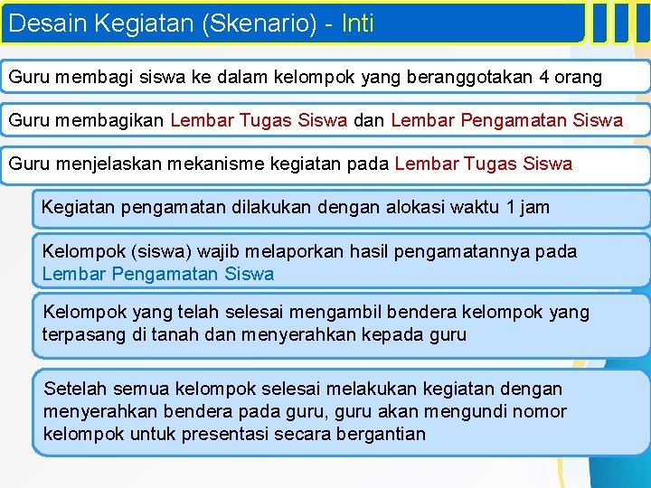 Desain Kegiatan (Skenario) - Inti Guru membagi siswa ke dalam kelompok yang beranggotakan 4