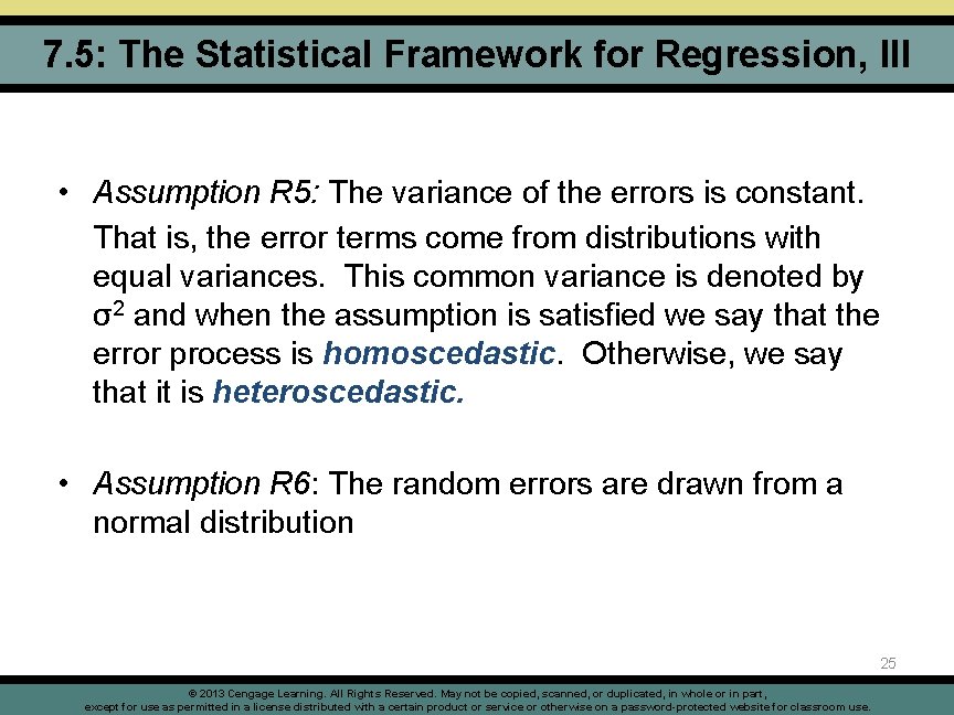 7. 5: The Statistical Framework for Regression, III • Assumption R 5: The variance