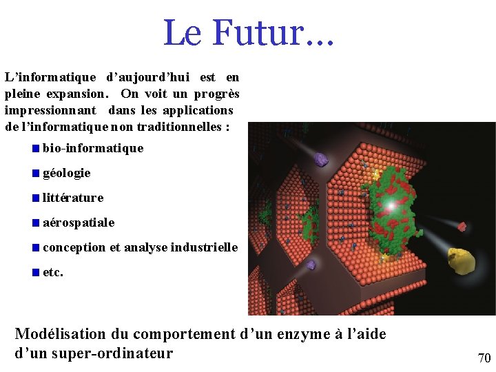 Le Futur… L’informatique d’aujourd’hui est en pleine expansion. On voit un progrès impressionnant dans