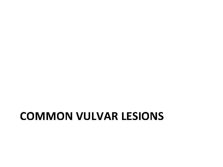 COMMON VULVAR LESIONS COMMON VULVAR LESIONS