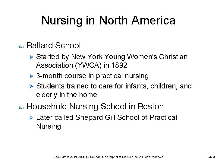 Nursing in North America Ballard School Started by New York Young Women's Christian Association Nursing in North America Ballard School Started by New York Young Women's Christian Association