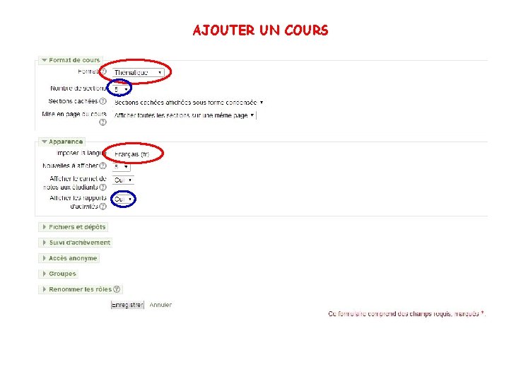 AJOUTER UN COURS 