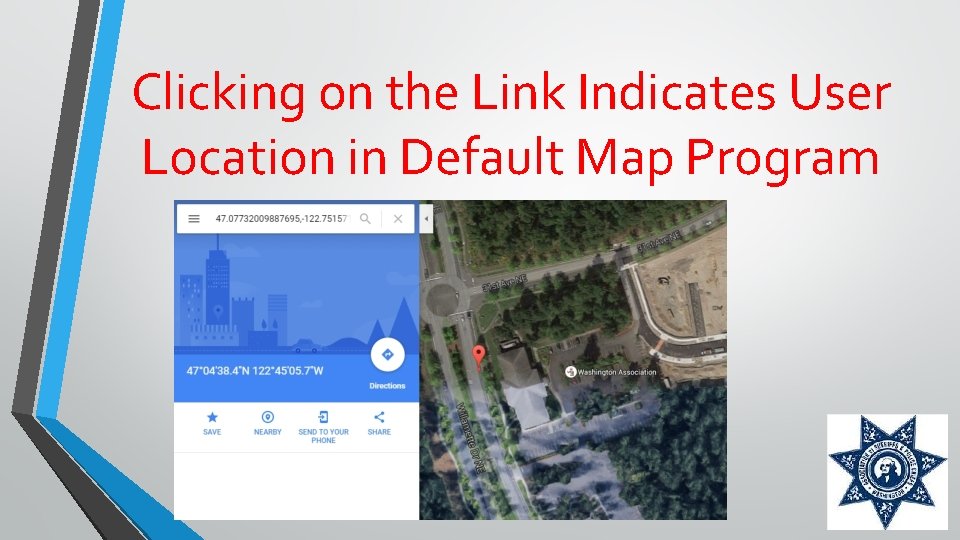 Clicking on the Link Indicates User Location in Default Map Program 