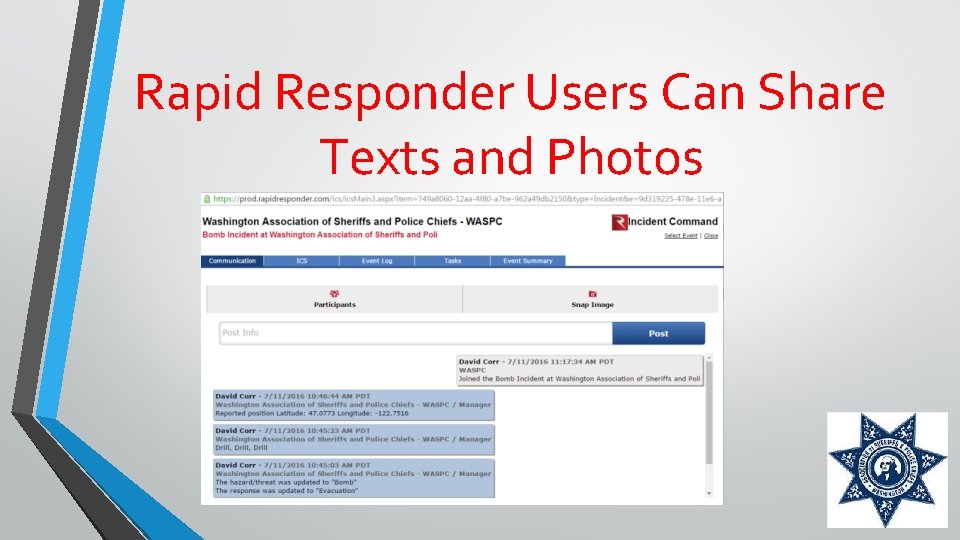 Rapid Responder Users Can Share Texts and Photos 