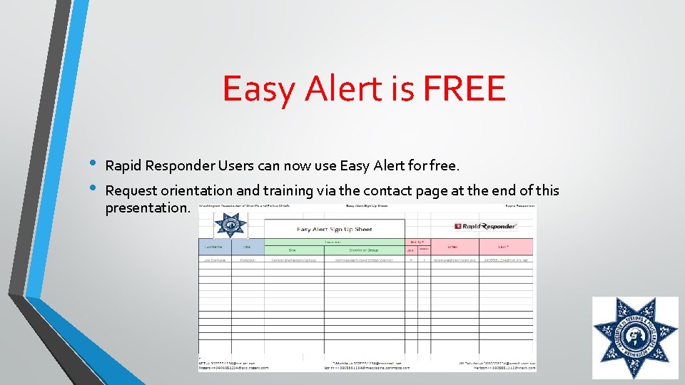 Easy Alert is FREE • • Rapid Responder Users can now use Easy Alert