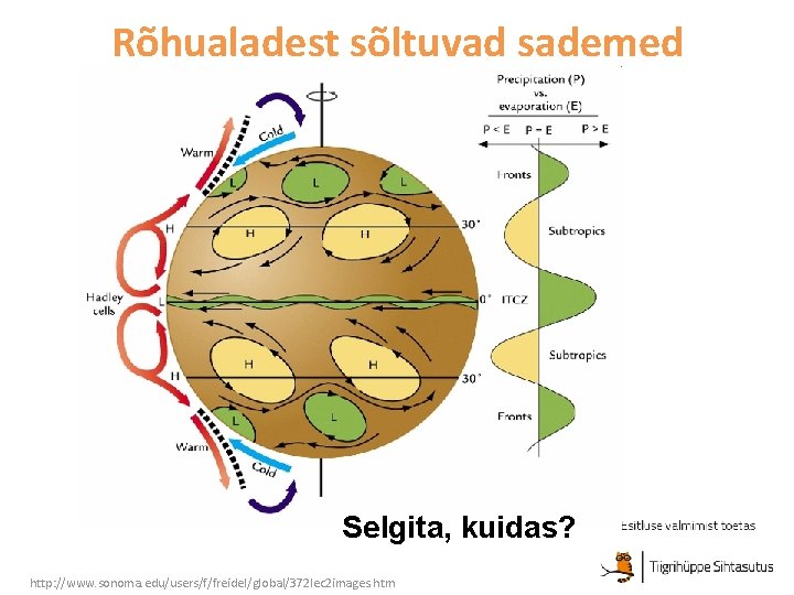 Rõhualadest sõltuvad sademed Selgita, kuidas? http: //www. sonoma. edu/users/f/freidel/global/372 lec 2 images. htm 