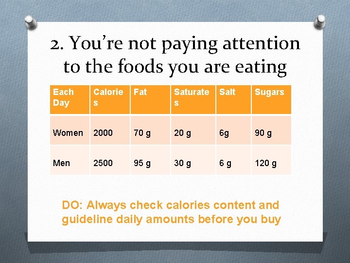 2. You’re not paying attention to the foods you are eating Each Day Calorie