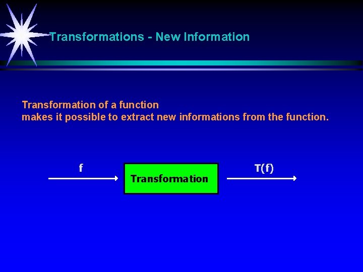 Transformations - New Information Transformation of a function makes it possible to extract new