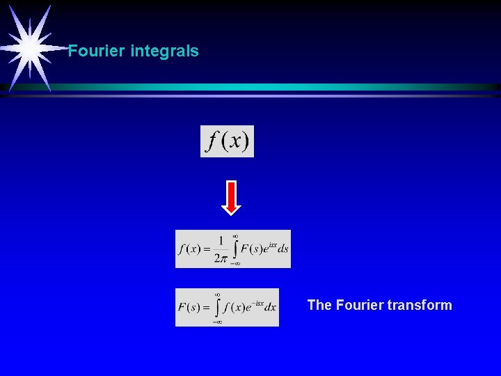 Fourier integrals The Fourier transform 