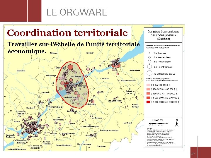 LE ORGWARE Coordination territoriale Travailler sur l’échelle de l’unité territoriale économique. 27 