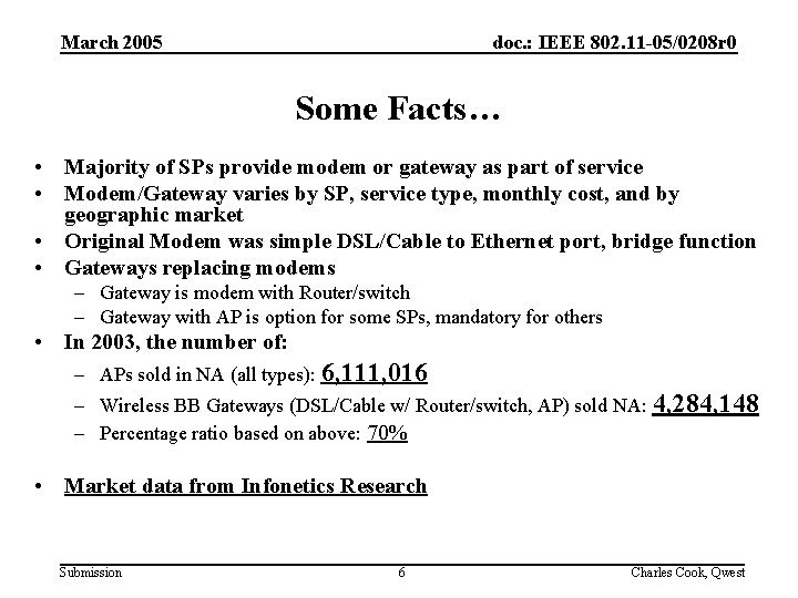 March 2005 doc. : IEEE 802. 11 -05/0208 r 0 Some Facts… • Majority