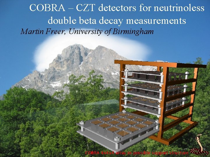 COBRA – CZT detectors for neutrinoless double beta decay measurements Martin Freer, University of