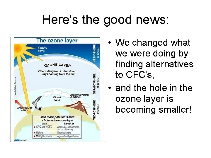 Here's the good news: • We changed what we were doing by finding alternatives