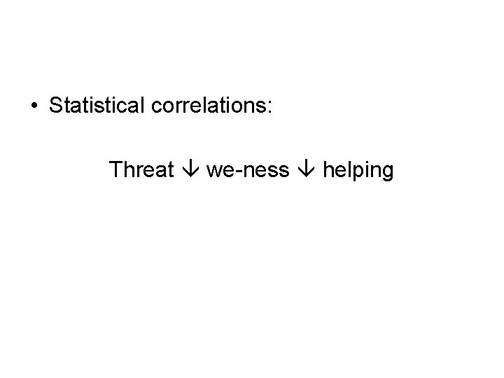  • Statistical correlations: Threat we-ness helping 