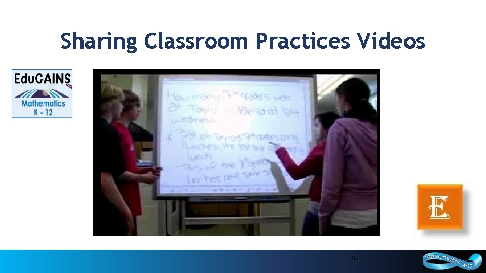 Sharing Classroom Practices Videos 32 32 