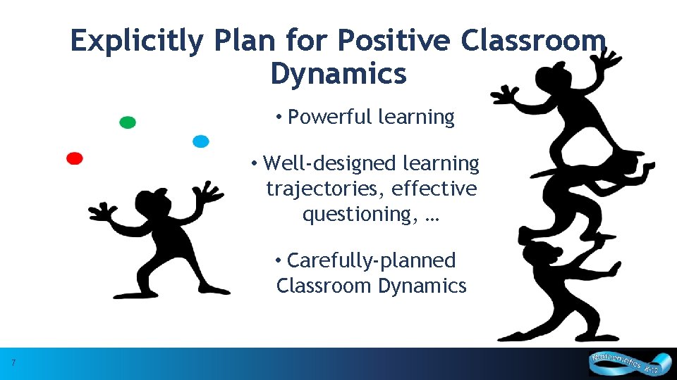 Explicitly Plan for Positive Classroom Dynamics • Powerful learning • Well-designed learning trajectories, effective