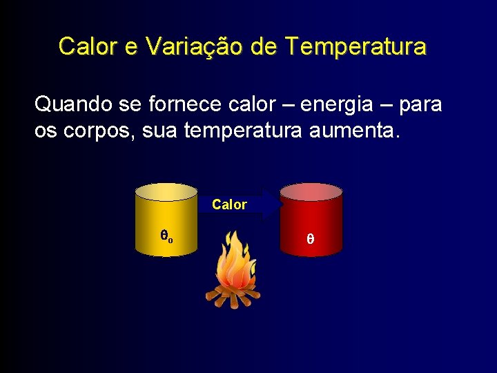 Calor e Variação de Temperatura Quando se fornece calor – energia – para os