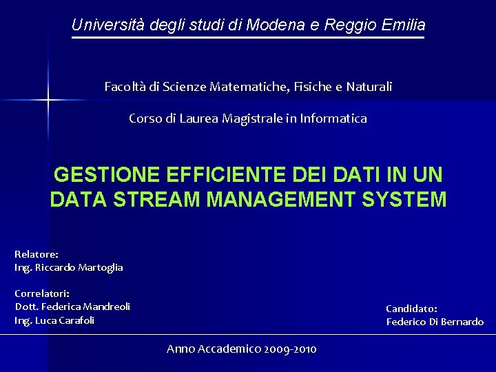 Università Degli Studi Modena E Reggio Emilia