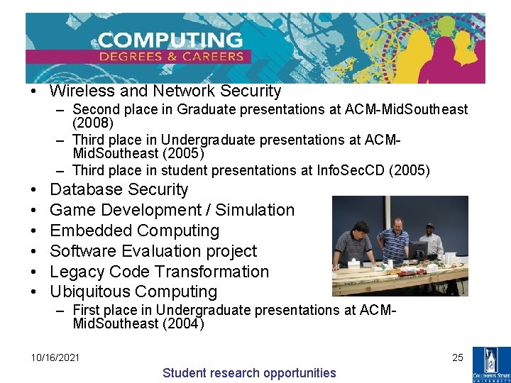  • Wireless and Network Security – Second place in Graduate presentations at ACM-Mid.