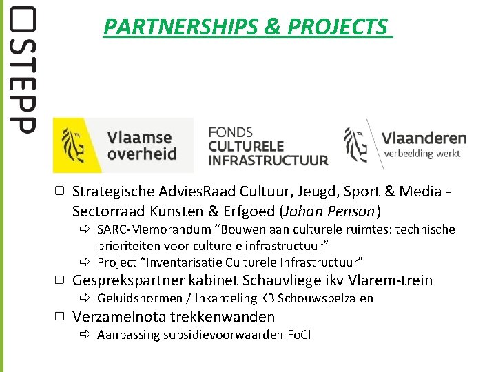 PARTNERSHIPS & PROJECTS Strategische Advies. Raad Cultuur, Jeugd, Sport & Media Sectorraad Kunsten &