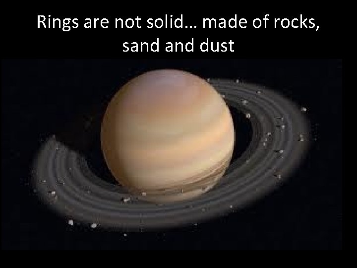 Rings are not solid… made of rocks, sand dust 