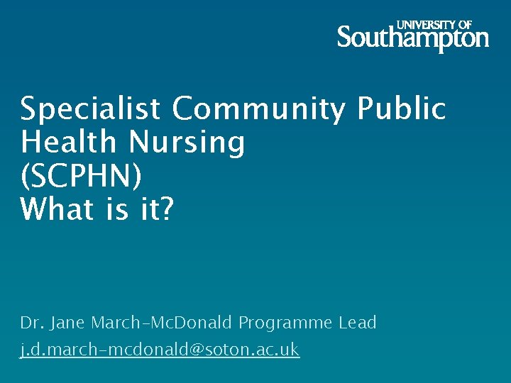 Specialist Community Public Health Nursing SCPHN What is
