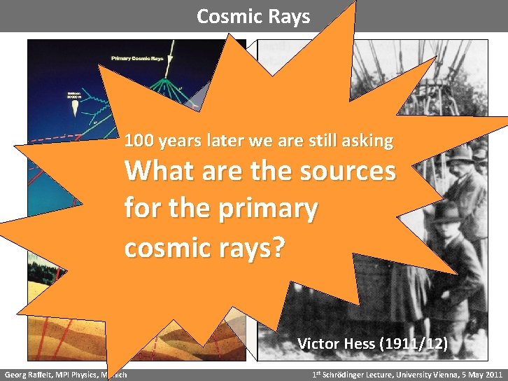 Cosmic Rays 100 years later we are still asking What are the sources for