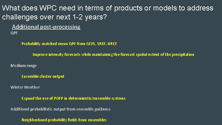 What does WPC need in terms of products or models to address challenges over