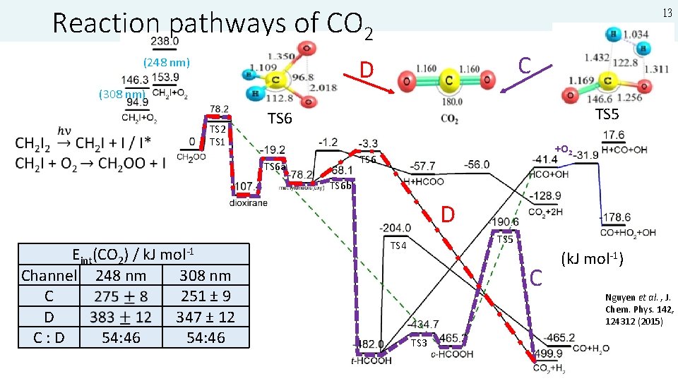 Reaction pathways of CO 2 13 C D (248 nm) (308 nm) TS 2