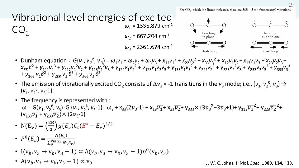 19 Vibrational level energies of excited ω = 1335. 879 cm CO 2 ω