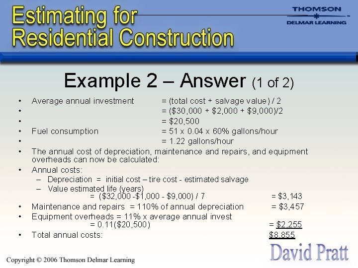 Example 2 – Answer (1 of 2) • • Average annual investment = (total