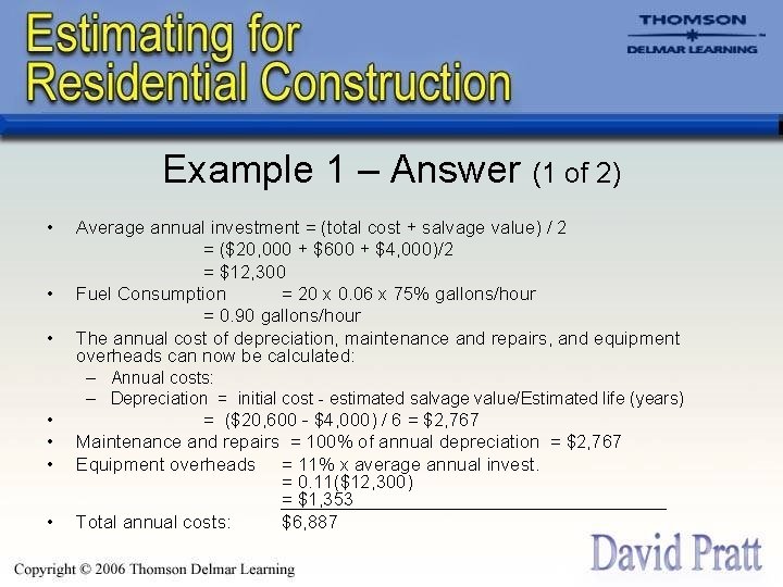 Example 1 – Answer (1 of 2) • • Average annual investment = (total