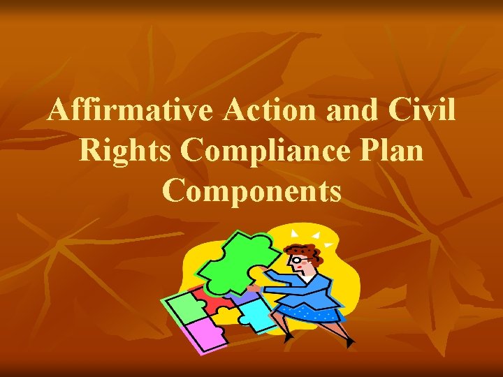 Affirmative Action and Civil Rights Compliance Plan Components 