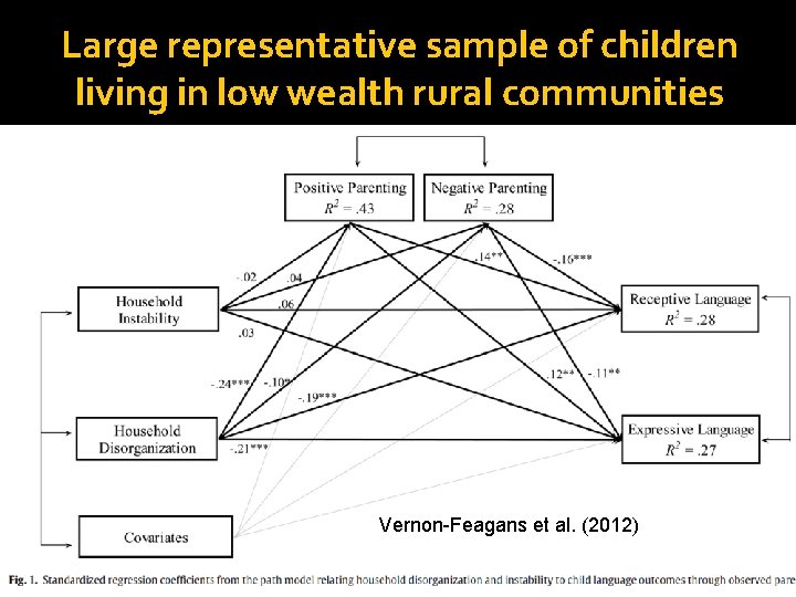 Large representative sample of children living in low wealth rural communities Vernon-Feagans et al.