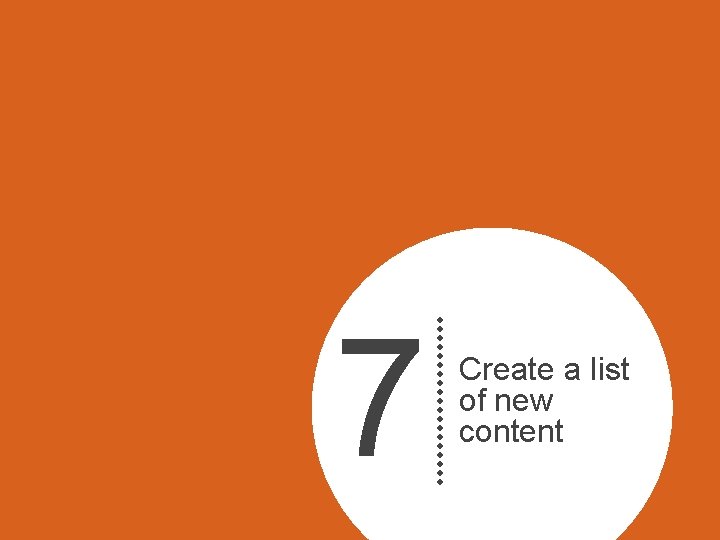 7 Create a list of new content 