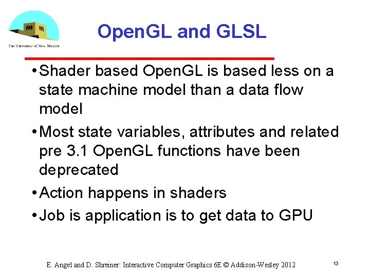 Open. GL and GLSL • Shader based Open. GL is based less on a