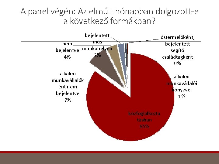 A panel végén: Az elmúlt hónapban dolgozott-e a következő formákban? bejelentett más nem bejelentve