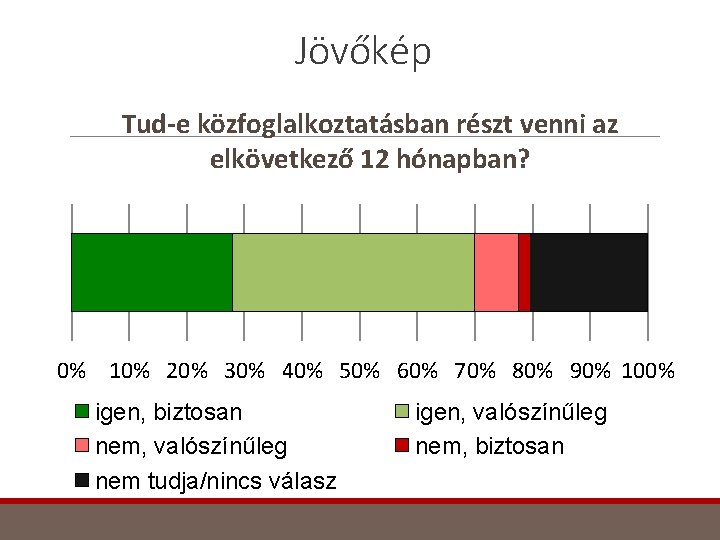 Jövőkép Tud-e közfoglalkoztatásban részt venni az elkövetkező 12 hónapban? 0% 10% 20% 30% 40%