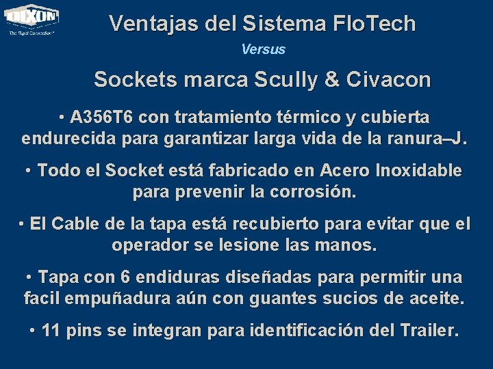 Ventajas del Sistema Flo. Tech Versus Sockets marca Scully & Civacon • A 356