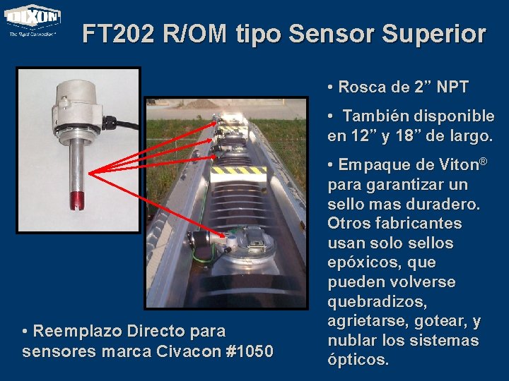 FT 202 R/OM tipo Sensor Superior • Rosca de 2” NPT • También disponible