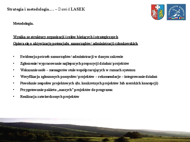 Strategia i metodologia…. – Dawid LASEK Metodologia. Wynika ze struktury organizacji i celów bieżących