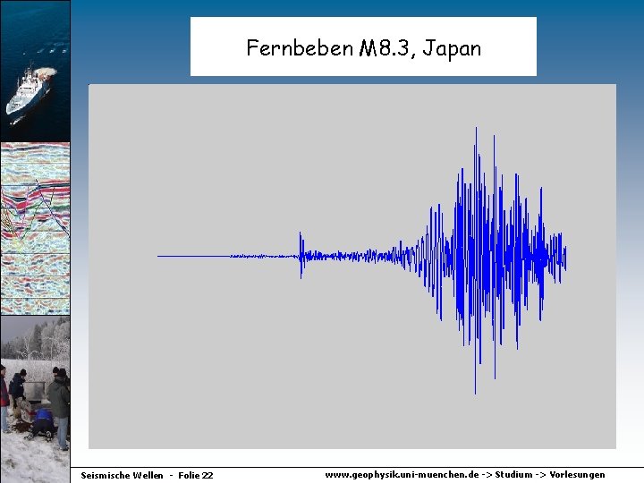 Fernbeben M 8. 3, Japan Seismische Wellen - Folie 22 www. geophysik. uni-muenchen. de